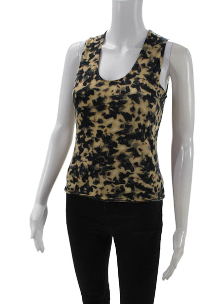 Genny Women Basic Jersey Animal Print Sleeveless Tank Top Beige Size 6