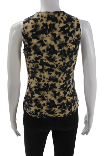 Genny Women Basic Jersey Animal Print Sleeveless Tank Top Beige Size 6