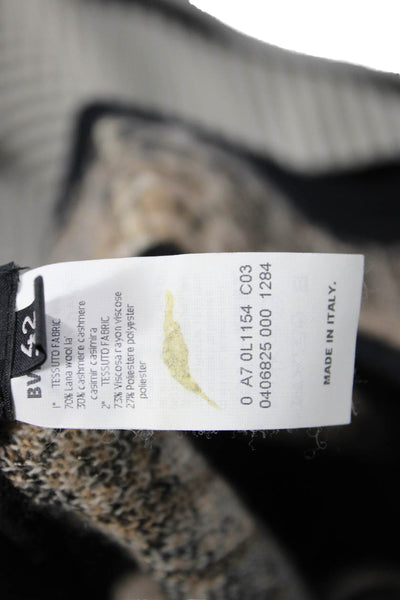 Les Copains Women Beige Animal Print Wool-Cashmere Tank Crew Neck Size 42