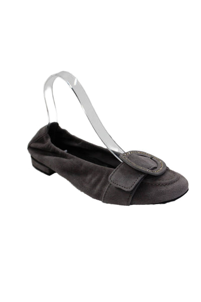 Kennel & Schmenger Womens Rhinestone Buckle Samtzlege Ballet Flats Stone Size 9