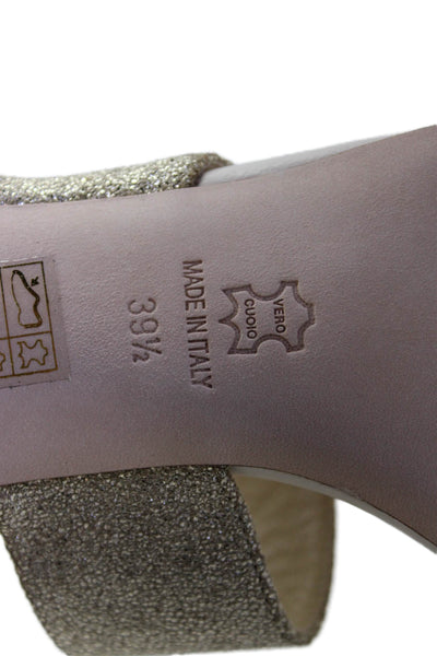 Cristina Millotti Womens Metallic Double Strap Formentera Sandals Gold Size 39.5
