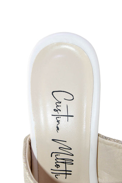 Cristina Millotti Womens Metallic Double Strap Formentera Sandals Gold Size 39.5
