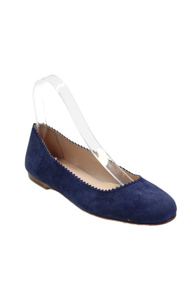 FS/NY Womens Slip On Scalloped Ines Ballet Flats Navy Suede Size 6