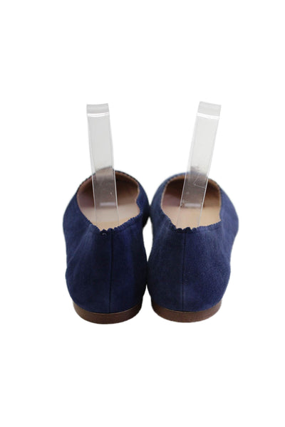FS/NY Womens Slip On Scalloped Ines Ballet Flats Navy Suede Size 6
