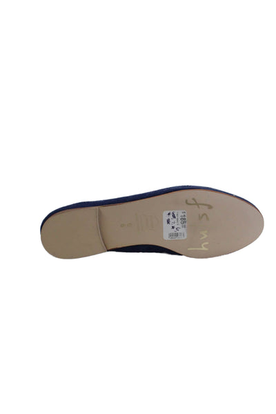 FS/NY Womens Slip On Scalloped Ines Ballet Flats Navy Suede Size 6