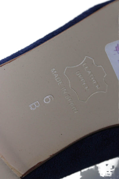 FS/NY Womens Slip On Scalloped Ines Ballet Flats Navy Suede Size 6