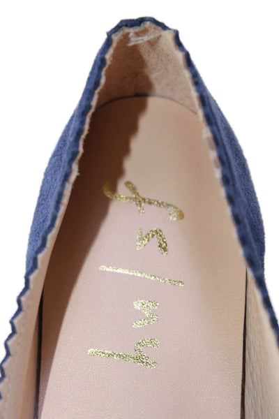 FS/NY Womens Slip On Scalloped Ines Ballet Flats Navy Suede Size 6