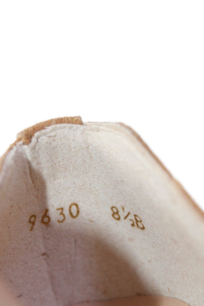 FS/NY Womens Scalloped Pointed Toe Tequila Ballet Flats Camel Suede Size 8.5