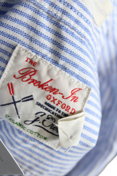 J Crew Mens Cotton Long Sleeve Striped  Shirt Blue Size L
