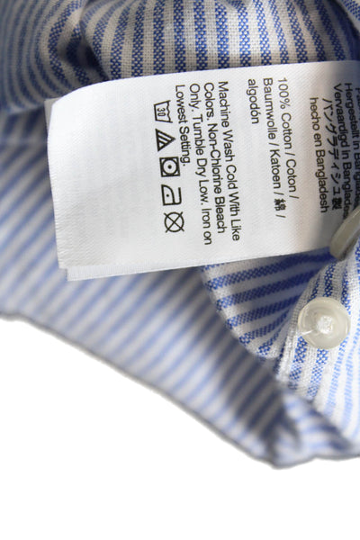 J Crew Mens Cotton Long Sleeve Striped  Shirt Blue Size L