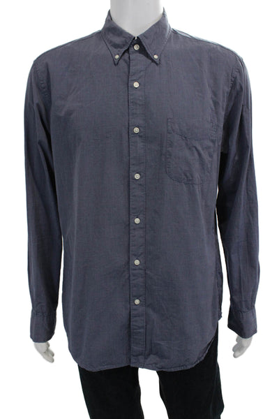 J Crew Mens Long Sleeve Button Up Shirt Blue Size L