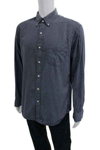 J Crew Mens Long Sleeve Button Up Shirt Blue Size L