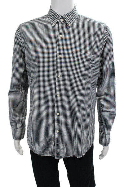 J Crew Mens Long Sleeve Gingham Slim Fit Button Down Shirt Black Size L