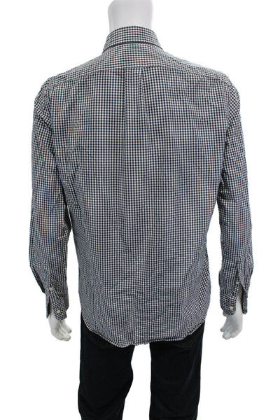 J Crew Mens Long Sleeve Gingham Slim Fit Button Down Shirt Black Size L