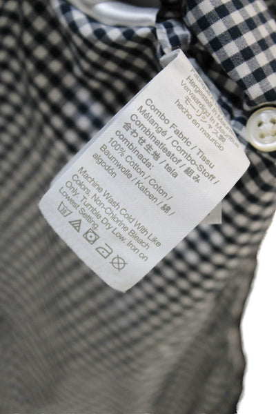J Crew Mens Long Sleeve Gingham Slim Fit Button Down Shirt Black Size L