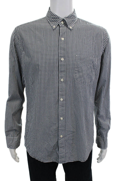 J Crew Mens Long Sleeve Gingham Slim Fit Button Down Shirt Black Size L