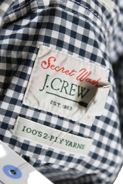 J Crew Mens Long Sleeve Gingham Slim Fit Button Down Shirt Black Size L