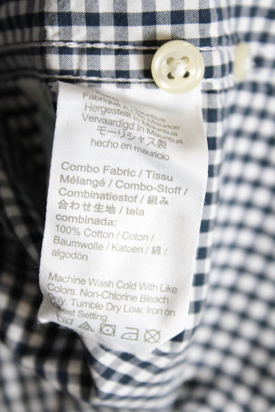 J Crew Mens Long Sleeve Collar Gingham Long Sleeve Shirt Blue Size L