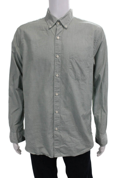 J Crew Mens Long Sleeve Button Down Slim Fit Shirt Green Size L