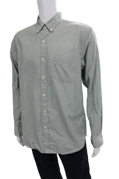 J Crew Mens Long Sleeve Button Down Slim Fit Shirt Green Size L