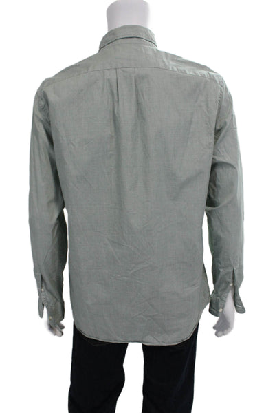 J Crew Mens Long Sleeve Button Down Slim Fit Shirt Green Size L