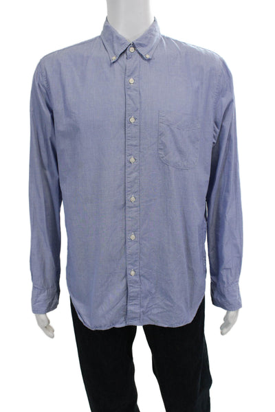 J Crew Mens Long Sleeve Button Down Casual Shirt Blue Size L