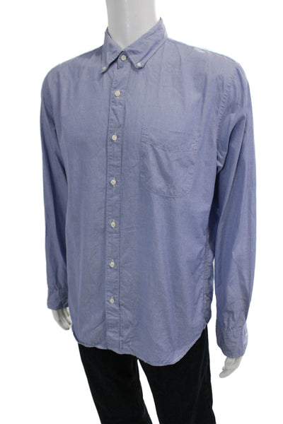 J Crew Mens Long Sleeve Button Down Casual Shirt Blue Size L