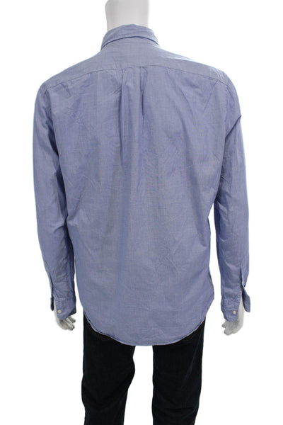 J Crew Mens Textured Long Sleeve Button Down Casual Shirt Blue Size L