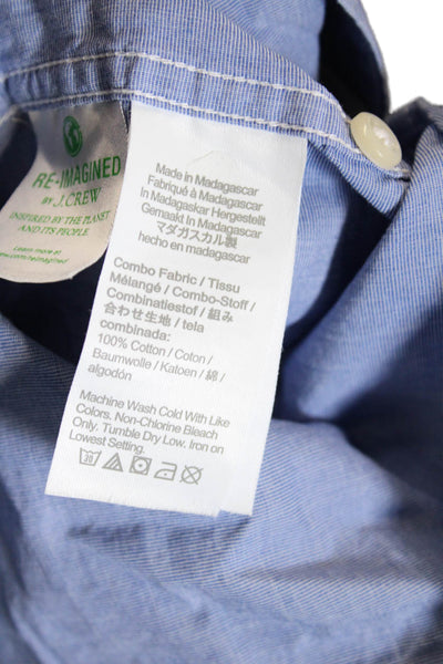 J Crew Mens Textured Long Sleeve Button Down Casual Shirt Blue Size L