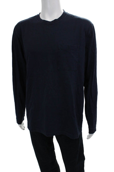J Crew Mens Dark Blue 100% Cotton Crew Neck Long Sleeve T-Shirt Size L