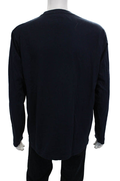 J Crew Mens Dark Blue 100% Cotton Crew Neck Long Sleeve T-Shirt Size L