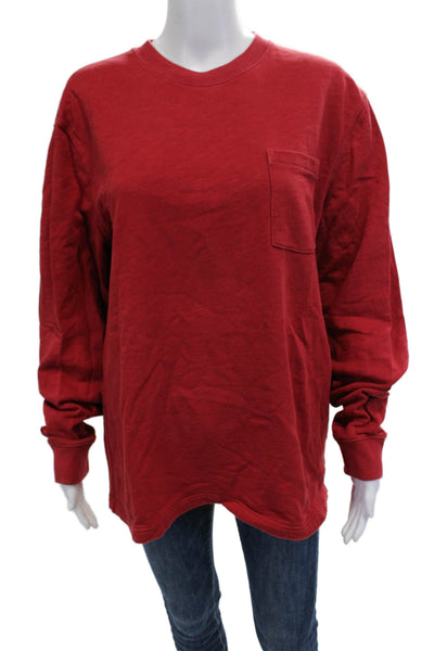 J Crew Unisex Red Basic Crew Neck Cotton Long Sleeve T-Shirt Size M