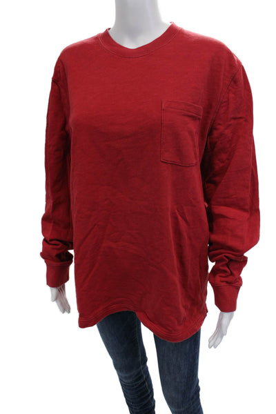 J Crew Unisex Red Basic Crew Neck Cotton Long Sleeve T-Shirt Size M