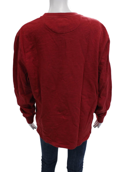 J Crew Unisex Red Basic Crew Neck Cotton Long Sleeve T-Shirt Size M
