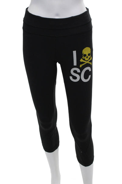 Lululemon Women Black Skull Graphic Cropped Capri Leggings Size 6