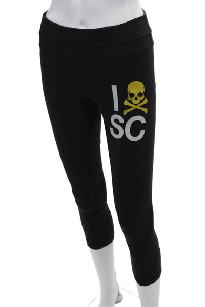 Lululemon Women Black Skull Graphic Cropped Capri Leggings Size 6