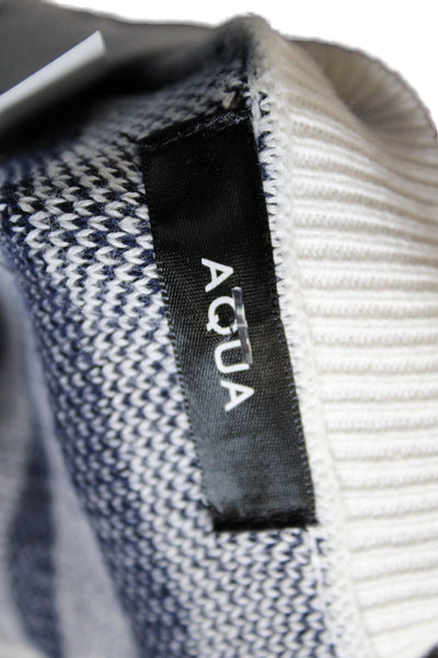 Aqua Unisex Striped Cotton Pullover Sweater Crew Neck White Size XS