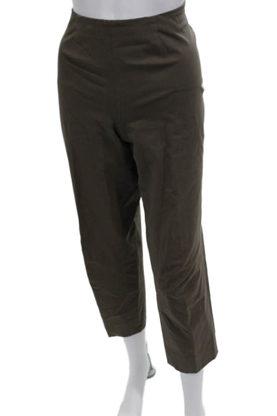 Piazza Sempione, Women Cropped Ankle Dress Pants Brown Zip Size M