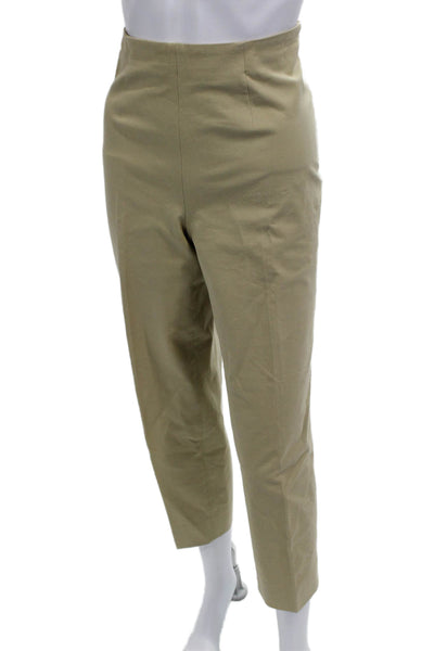 Piazza Sempione Women Cropped Ankle Dress Khaki Pants Beige Size M