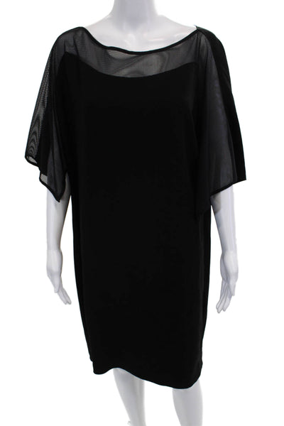 Elie Tahari Women Shift Dress Black Polyester Blend Round Neck Midi Size L