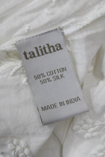 Talitha Women White Blouson Mini Dress Long Sleeve Drawstring Size L