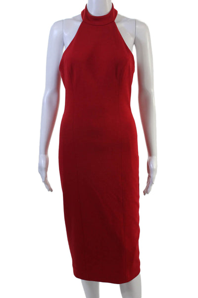 Dress the Population Women Bodycon Sheath Red Sleeveless Mid-Calf Size S