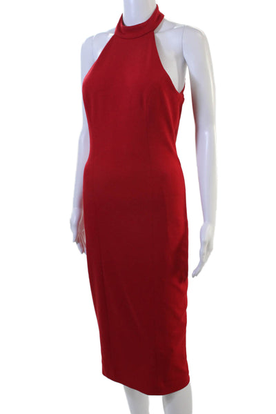 Dress the Population Women Bodycon Sheath Red Sleeveless Mid-Calf Size S