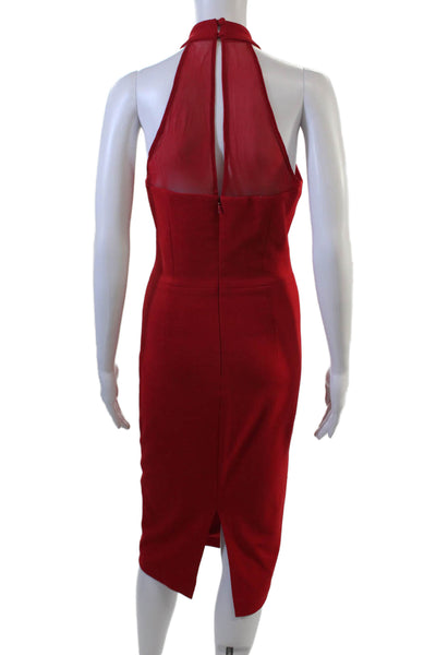 Dress the Population Women Bodycon Sheath Red Sleeveless Mid-Calf Size S