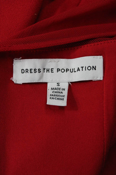 Dress the Population Women Bodycon Sheath Red Sleeveless Mid-Calf Size S