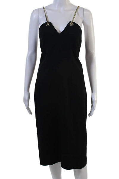 Elie Tahari Women Sheath Slip Dress Black V-Neck Mid-Calf Size 4