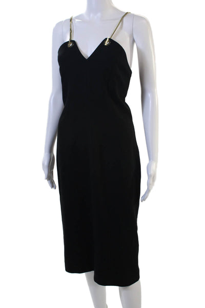 Elie Tahari Women Sheath Slip Dress Black V-Neck Mid-Calf Size 4