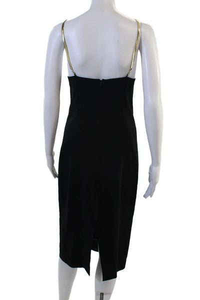 Elie Tahari Women Sheath Slip Dress Black V-Neck Mid-Calf Size 4
