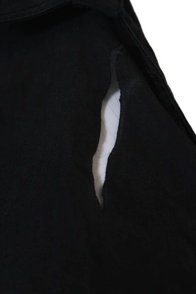 Zara Women Black Shirt Wrap Dress Long Sleeve Collared Button Polyester Size M