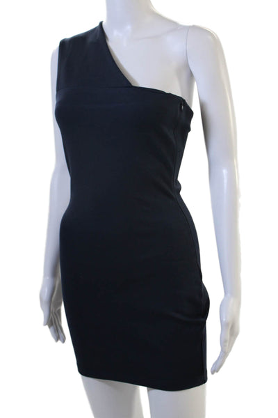 Super Down Womens Bodycon Mini Dress Dark Blue Sleeveless Zip Rayon Size S